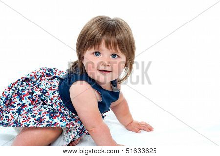 Cute Little Baby Girl Crawling