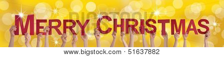 People Holding Merry Christmas