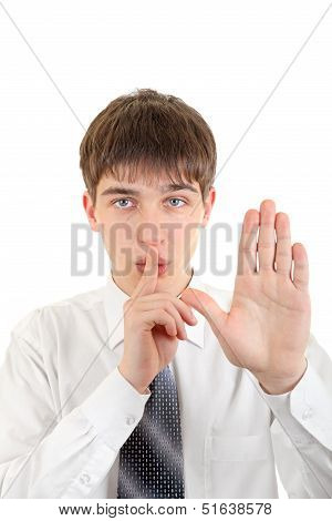 Finger On Lips In Silence Gesture