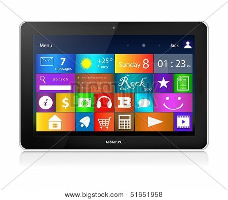 Sort Tablet Pc. Metro Interface. Vandret.