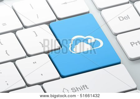computing concept: Cloud on computer keyboard background