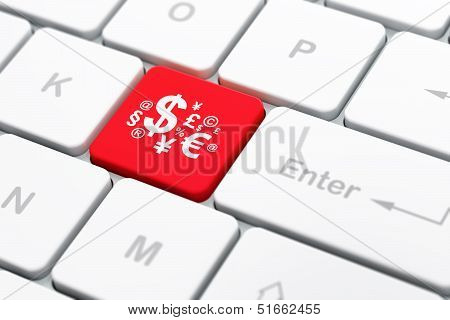 Business concept: Finance Symbol on computer keyboard background