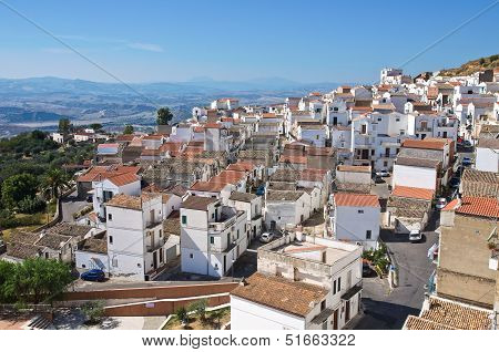 Panoramic view of Pisticci. Basilicata. Southern Italy.