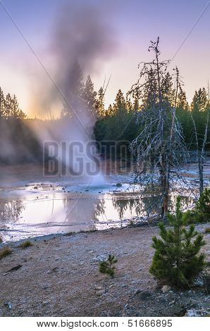 Norris Geyser Basin After Sunset