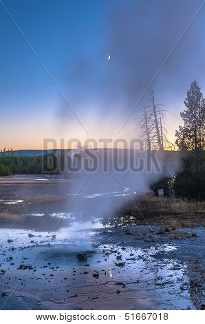 Norris Geyser Basin After Sunset