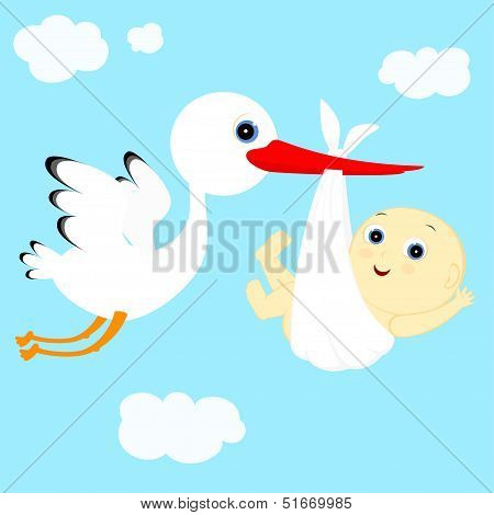 Stork And Boy