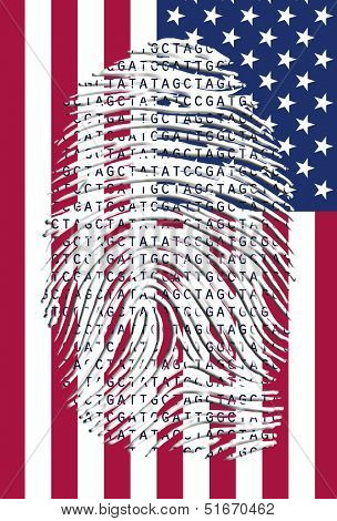 US Banner and Genetic Letters in fingermark