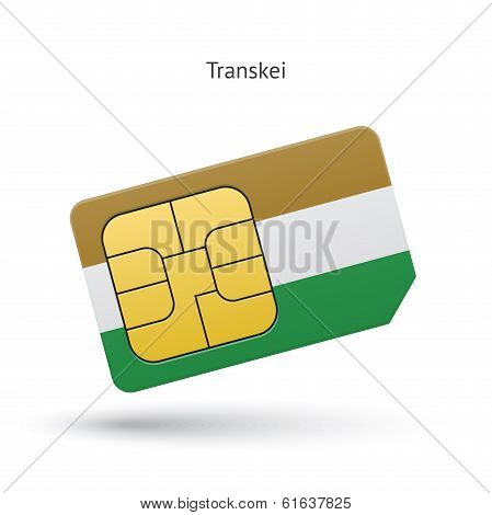 Transkei mobile phone sim card with flag.