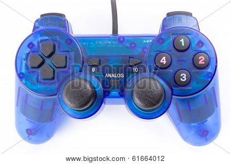 Isolated Of The Blue Joystick For Controller And Play Video Game On White Background