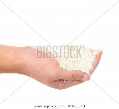 Flour on hands.