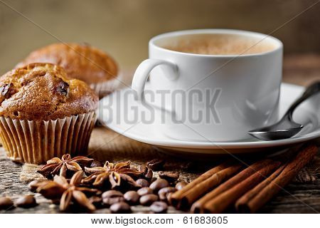 Black coffee, a cup of beans