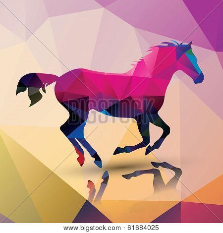 Geometric polygonal horse, pattern design, vector illustration