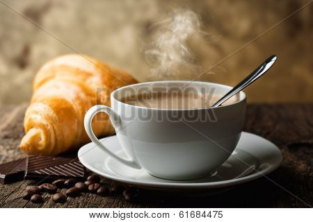 Black coffee, a cup of beans