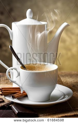 Black coffee, a cup of beans