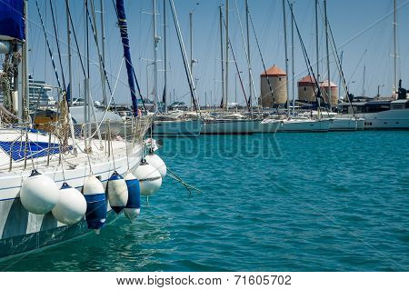 Yacht with fenders