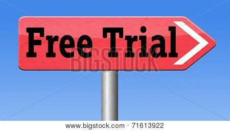 free trial product test sample road sign arrow. Try it for free and test the products