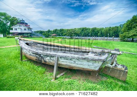 An Old Rowing Boat In Need Of Repair