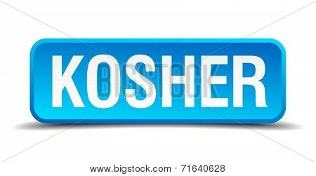 Kosher Blue 3D Realistic Square Isolated Button