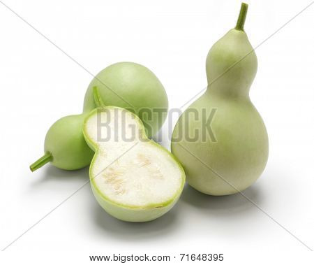 edible green calabash isolated on white background