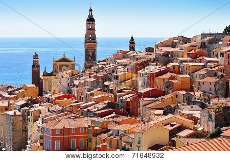 Old Town Architecture Of Menton On French Riviera