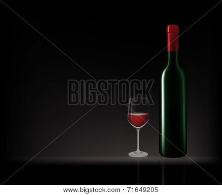 Bottles Of Red Wine In Dark Background