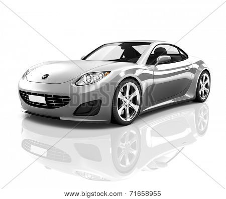 Luxury Silver 3D Sports Car