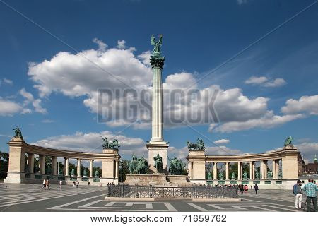 Budapest - Circa July 2014 : Monument At Heroes Square Circa July 2014 In Budapest, Hungary. This Sq