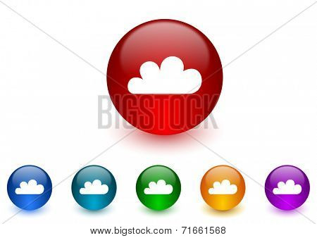 coud internet icons colorful set