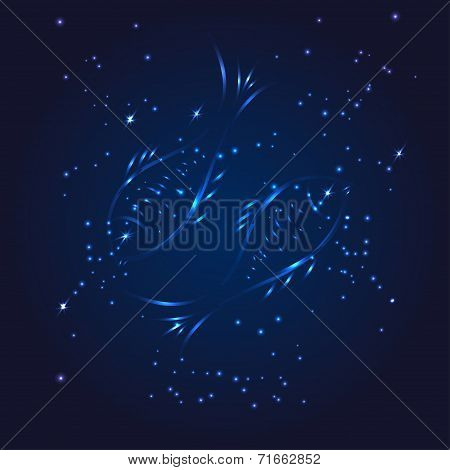 Pisces zodiac whith glitter star