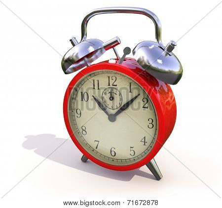 Classic alarm clock on a light background.