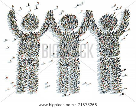 illustration of a  people with their hands raised