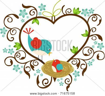 Bird Cage with Nesting Birds Inside