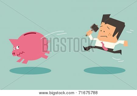 Desperate for money. Flat vector illustration