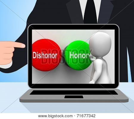 Dishonor Honor Buttons Displays Integrity And Morals