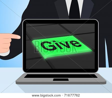 Give Button Displays Bestowed Allot Or Grant