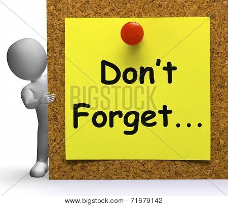 Don't Forget Note Means Important Remember Or Forgetting