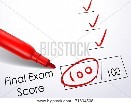 Close Up Look At Score On Final Exam Paper