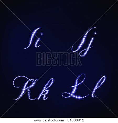 illustration of blue stars style of letters IJKL