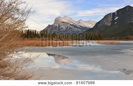 Mount Rundle And Vermilion Lakes In Winter, Banff, Ab