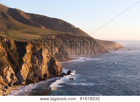 Shoreline rocks in sunset light.