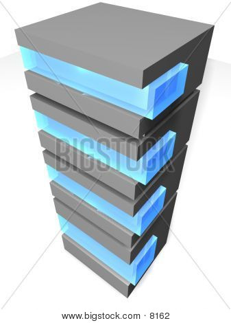 Serwer 3D z niebieskiego szkła