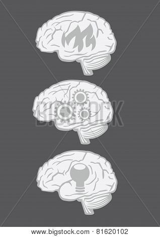 Human Brain Vector Icon Set