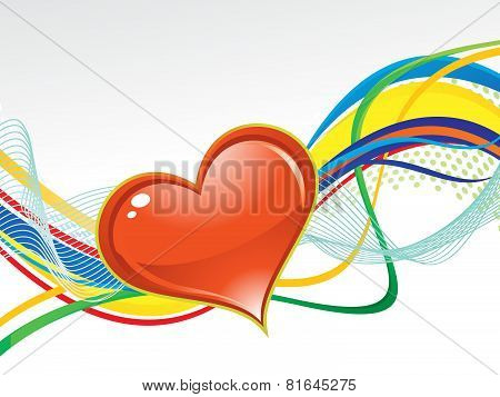 Abstract Artistic Colorful Wave Background With Heart