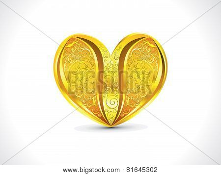 Abstract Artistic Golden Floral Heart Background
