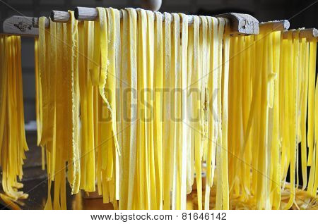 Homemade pasta with egg and flour