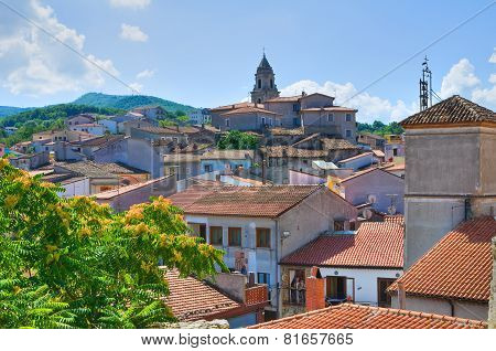 Panoramic view of Satriano di Lucania. Italy.