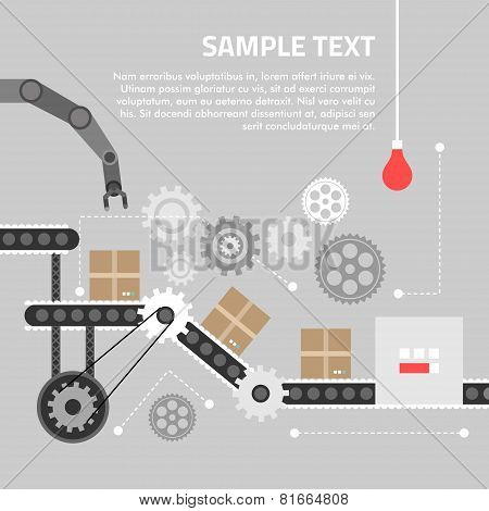 Flat Design Concept For Technlology Process. Vector Illustration For Web Banners And Promotional Mat