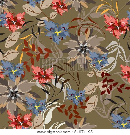 Seamless Floral Pattern Background - Illustration