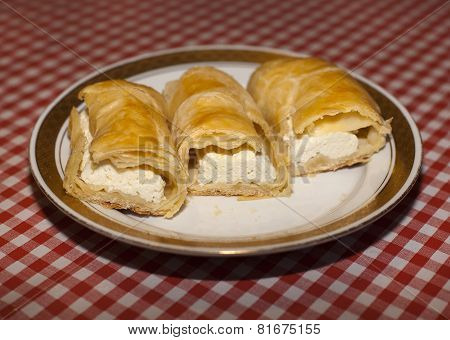 Homemade Hungarian Turos Retes On Family Table