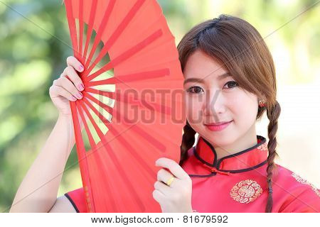 Chinese Girl With Dress Traditional Cheongsam